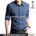 High quality Elegant blue Popular Flannel printed Checked style shirt